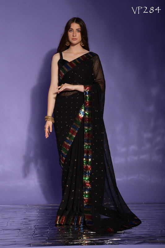 Georgette Saree With Sequence Patti Work SR 1-2012 - D2i World