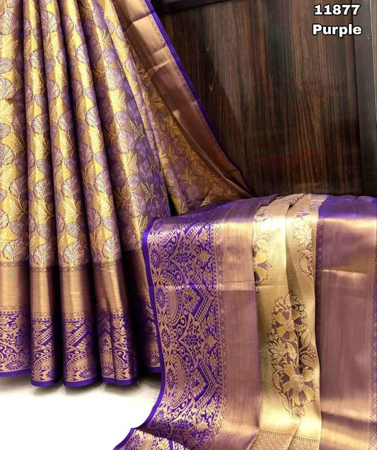 Kanjivaram Pattu Silk Pure Gold Zari Weaving SR 4-3009 - D2i World