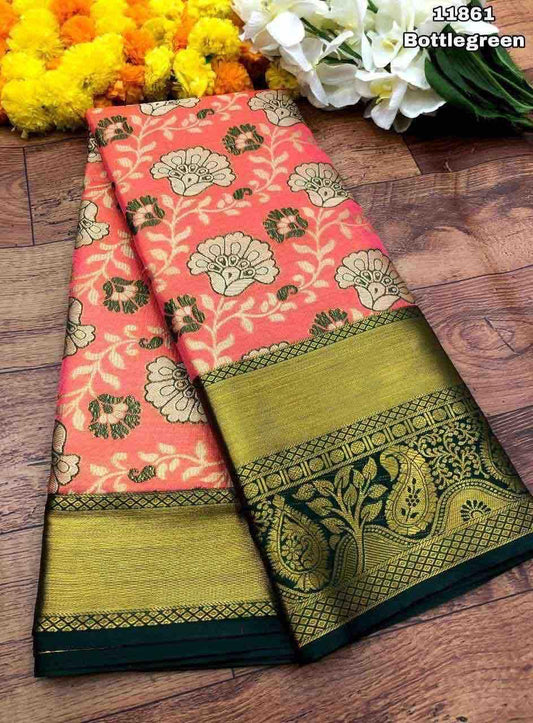 Kanjivaram silk pure gold zari weaving Saree SR 9-0810 - D2i World