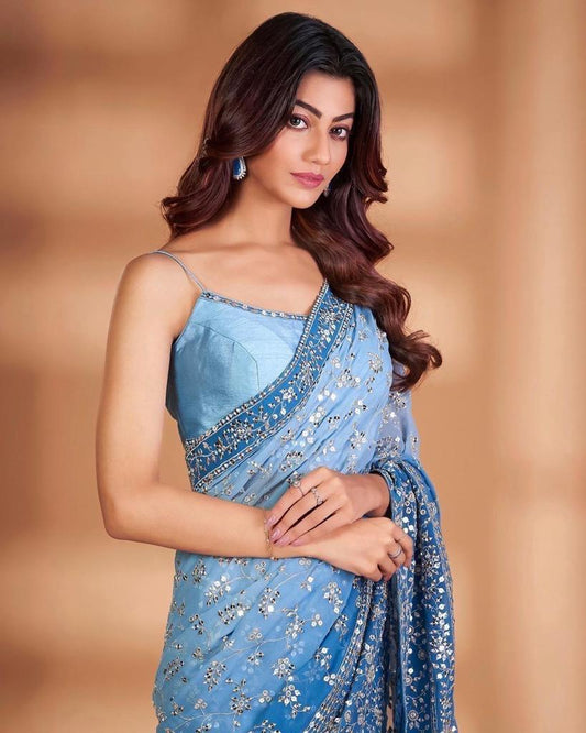 Soft Georgette Saree with Heavy Embroidery SR 25-2701 - D2i World