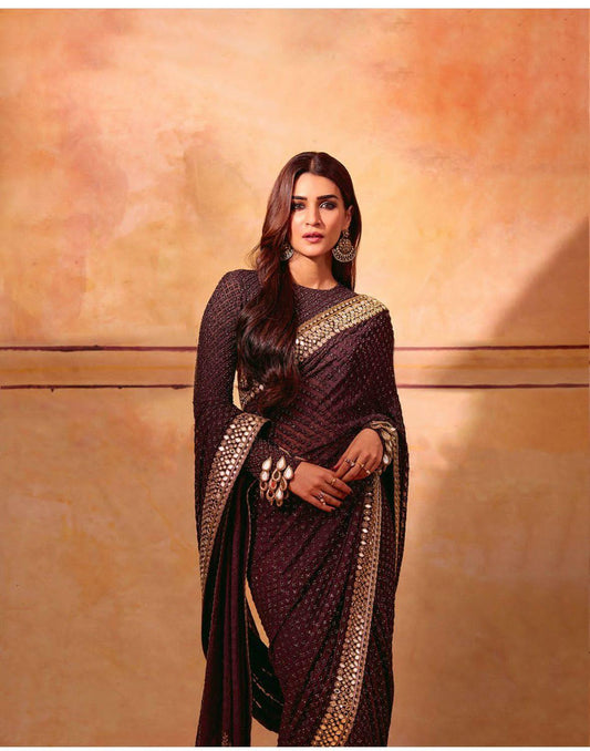 Soft Refined Georgette Silk Saree With Embroidery Sequins SR 15-2809 - D2i World